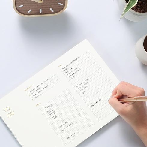Elegant To Do List Notepad with Mouse Pad Feature, Daily Planning Tear Off Sheets, 11.22" x 7.87", Gold Foiled,