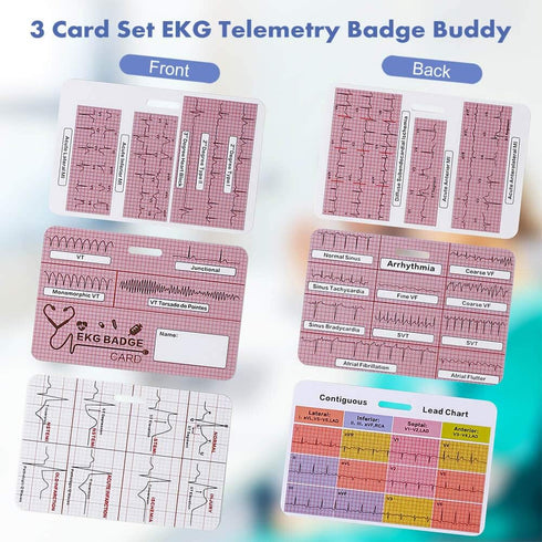 EKG Badge Card Nursing Reference Interpretation ECG Ruler Measurement Cardiac, Cheat Sheet Nurse Accessories