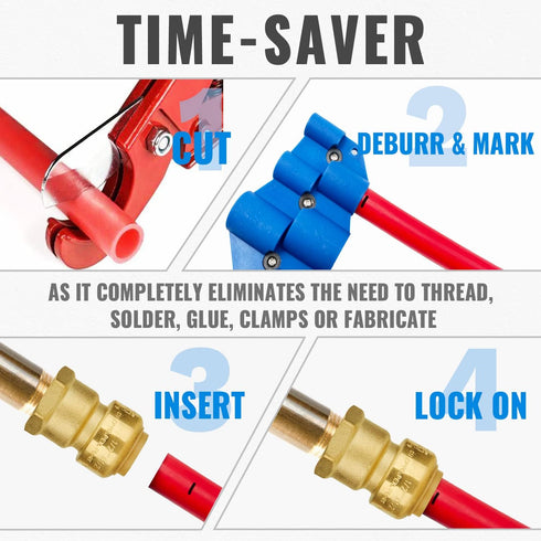 SUNGATOR Push to Connect Plumbing Fittings Mix, No Lead Brass 1/2 Inch Pushfit Female Adapter (4 PCS) and Male Adapter