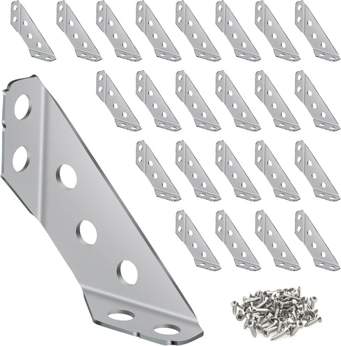 UBANU Universal Furniture Corner Brace Connector with Screws, 24 Pack Stainless Steel Angle