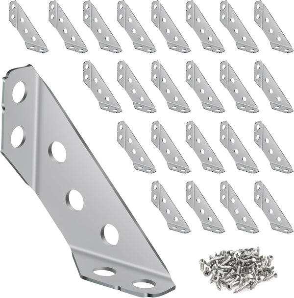 UBANU Universal Furniture Corner Brace Connector with Screws, 24 Pack Stainless Steel Angle