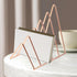 FOMIYES Rose Gold Iron Bookends Desk Organizer Triangular File and Book Stand Decorative Desktop Storage Rack