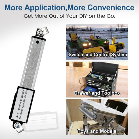 DC HOUSE Mini Electric Linear Actuator Stroke 0.8"–Force 4.5 lbs–12V, High-Speed 1.97"/sec–Weight 0.1KG Ideal for