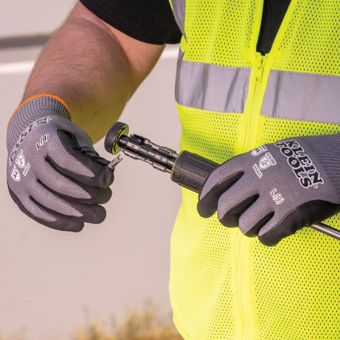 Klein Tools 60590 Cut Resistant Work Gloves, X-Large, 2-Pair, Knit Dipped Nitrile Coated, Touchscreen Capable