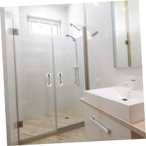 2pcs NUOBESTY Silver Bathroom Suction Grab Bars Heavy-Duty Plastic Door Handles for Seniors Easy Installation