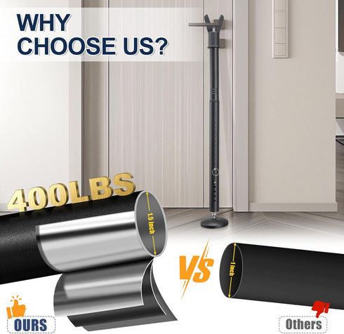 LAIDER HEROS 1.25Inch Door(1 Pack,Black) Door Security Bar, Diameter Heavy Duty Security Bar with Large Rubber Base