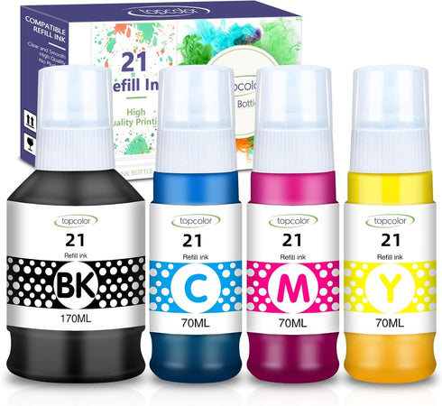 GI-21 Ink Bottles Set Compatible for Canon 21 GI-21, Refill Bottles for MegaTank G3270 G3260 G3290