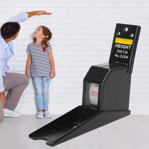 Height Measurement Tool, 2M Retractable Tape Ruler, Portable Stadiometer Wall Mounted, Black Growth Ruler