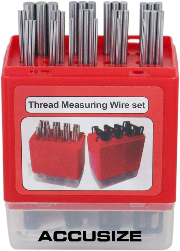 Accusize Industrial Tools Thread Measuring Wire Set, U.S. and Metric with Holders, Eg06-1002