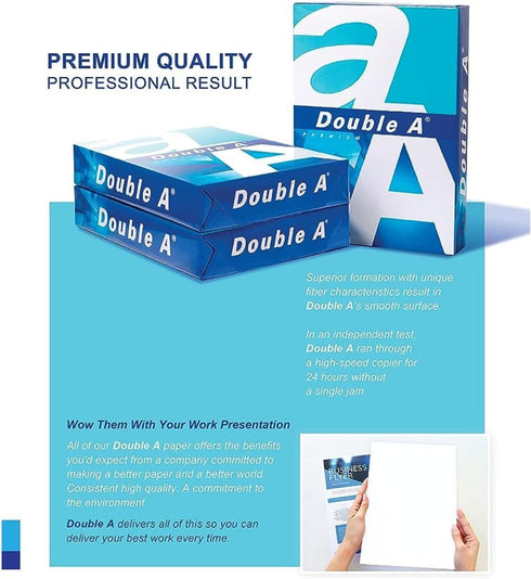 Double A A4 500 80GSM- 8.3" 11.7" Printing Paper - Sheets - Dimensions x - White