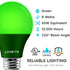 LUXRITE A19 LED Green Light Bulb, 60W Equivalent, Non-Dimmable, E26 Base, Indoor Outdoor, 2 Pack
