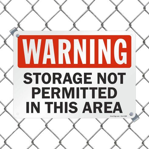 SmartSign "Warning - Storage Not Permitted In This Area" Sign, 10" x 14" Plastic
