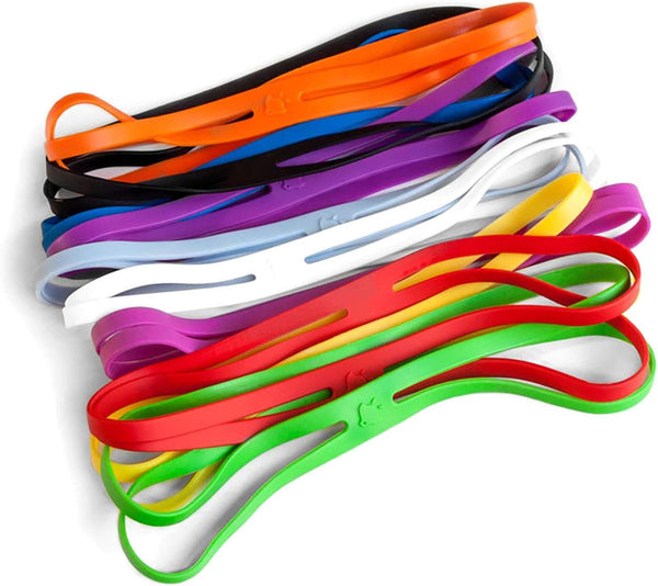 GRIFITI Band Joes X Cross Style 12" Assorted Color 10 Pack - Big Strong Elastic Rubberbands for Cooking and Office
