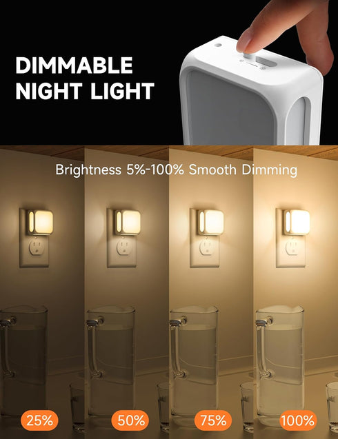 Night Lights Plug into Wall, 2 Pack, Bright Night Light with Dusk to Dawn Sensor, Soft White 3000K