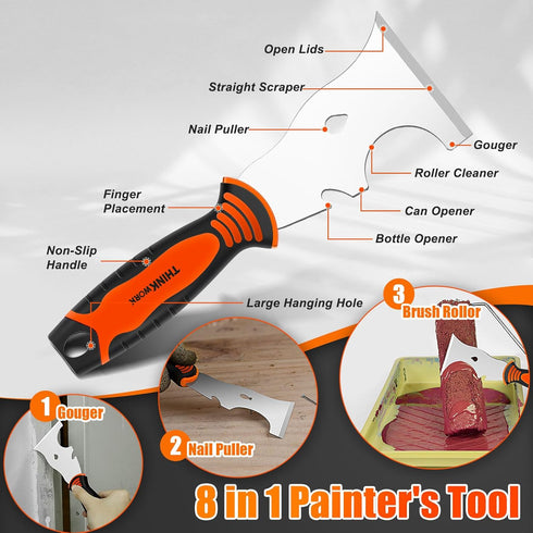 Set, 10Pcs Set, 14" Spackle THINKWORK Drywall Knife Drywall Tools Include Stainless Steel Putty Knife Taping Knives