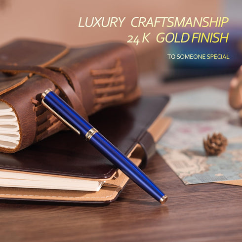 BEILUNER Luxury Rollerball Pen, 24K Gold Trim, Elegant Designs, Best Gift Set for Men & Women