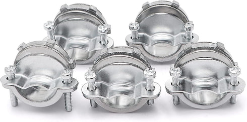 5 Pack 1 Inch NM Cable Clamp Type Connectors for Metallic Conduit Protect Cables, Silver-Zinc