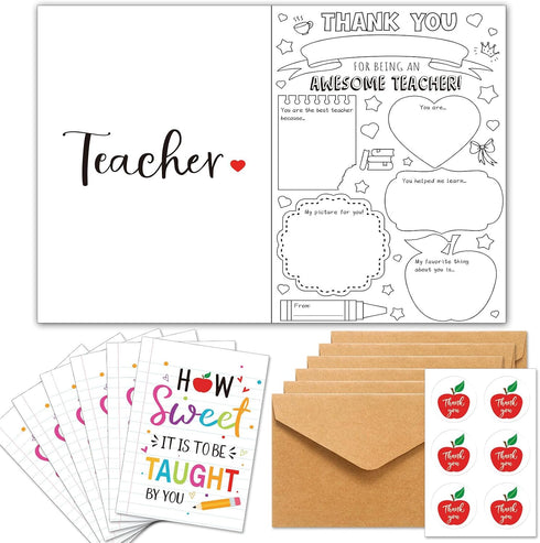 Motiskyy 6 Set Teacher Appreciation Gifts Cards Teacher Gifts Bulk Rainbow Apple Thank