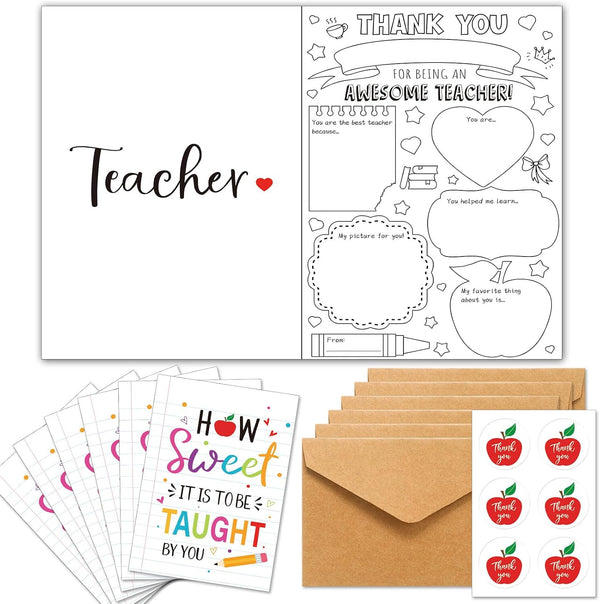 Motiskyy 6 Set Teacher Appreciation Gifts Cards Teacher Gifts Bulk Rainbow Apple Thank