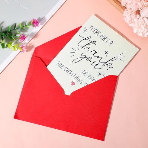 KFHENSOMR 2Pcs Funny Thank You Card with Red Envelope, Appreciation Greeting Card for Friends, Teacher, Boss, Him