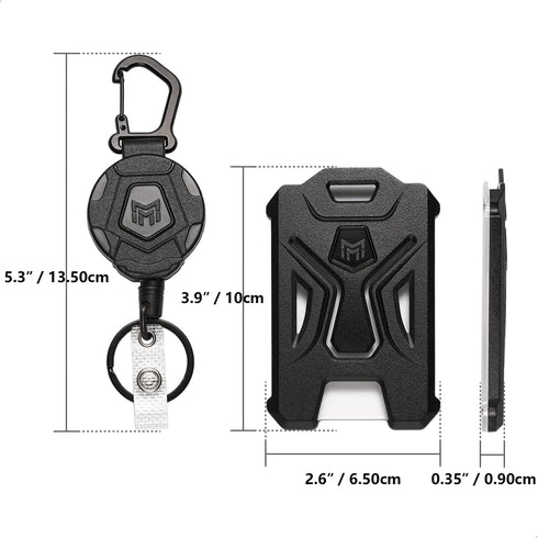 MNGARISTA Retractable Badge Holder, Heavy Duty Carabiner Keychain with 31.5" Retractable Badge Reel, Black