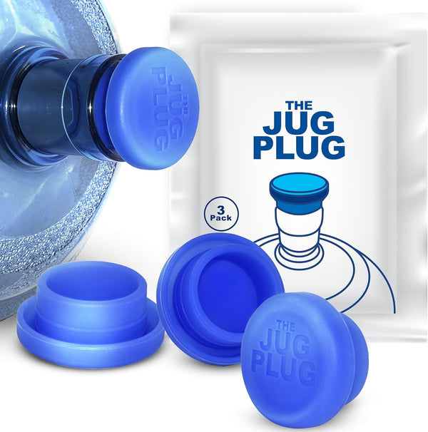 Jug Plug The Original 5 Gallon Water Jug Cap - Reusable No Spill Silicone Lid Fits 55mm Bottles - 3 Pack