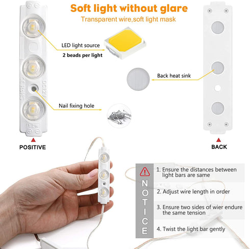 DLOMT 3 Dimmable Vanity Lights for Mirror LED Makeup Light Strip with Color Temperature Lighting Modes and Stick on