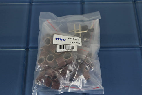 TMAX 51 pc Mixed Size Sand Drum, 1/4 Inch, 3/8 Inch, 1/2 Inch, 60 Grit Coarse with 1/8 Inch Mandrels for Dremel