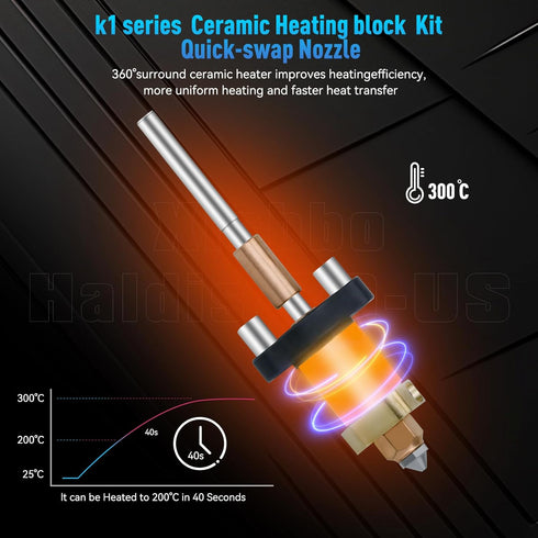 K1 K1c Ceramic Hotend Kit Unicorn Quick Swap Nozzle for K1 Max K1C 3D Printer, Upgrade All Metal Integrated Extruder