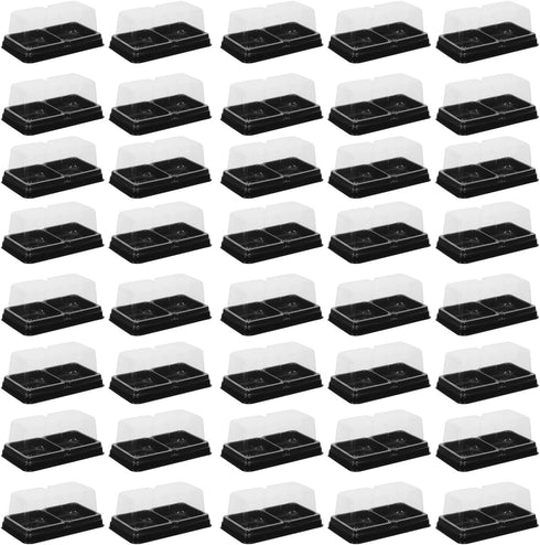 Generic 100pcs Mini Cake Boxes with Lids, Square Plastic Dessert Containers for Tiramisu,