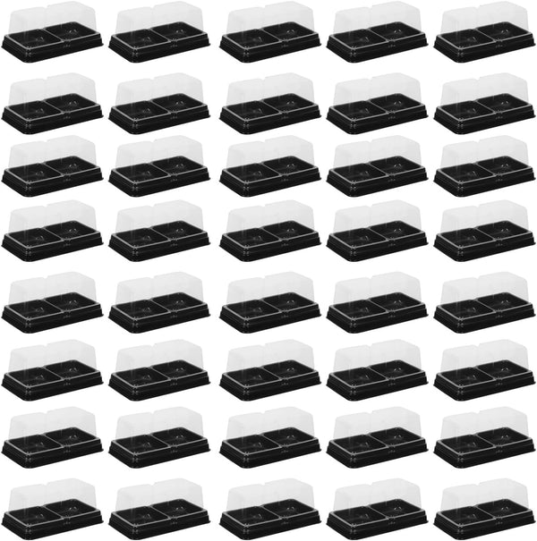 Generic 100pcs Mini Cake Boxes with Lids, Square Plastic Dessert Containers for Tiramisu,