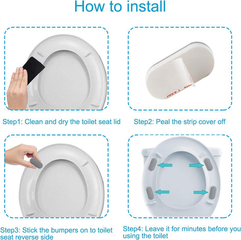 8 8 iFealClear Pcs Universal Toilet Seat Bumpers for Bidet, Toilet Lid Rubber Bumpers for Changing Heights, Strong