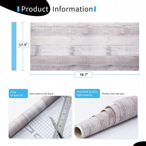 Art3d 17.7"x78.7" Peel and Stick Wallpaper, Decorative Self-Adhesive Vinyl Wood Grain for Furniture and Cabinets