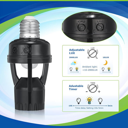 3 Bulb E26/e27 Hortsun Pcs Motion Sensor Light Socket Smart Screw in Light Outlet Compatible with Automatic on Off