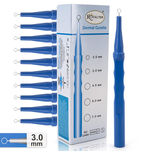Packing 10 (3.00 mm) Sterile Disposable Dermal Curettes, Easy Peel - Box
