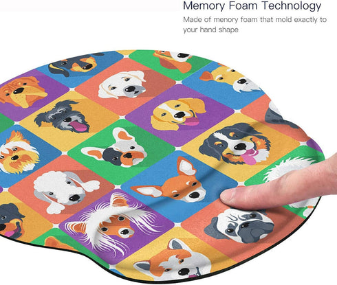 Britimes Ergonomic Mouse Pad with Wrist Support, Cute Dogs Non-Slip Rubber Base for Home Office & Gaming