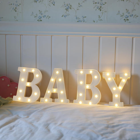 Light Up Letters for Baby Shower Decoration, Battery Powered Marquee LED Letter Lights for Party Table Centerpieces