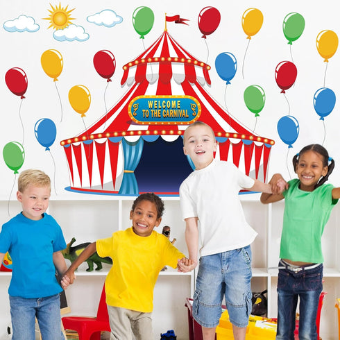 gisgfim Circus Decorations, Carnival Party Bulletin Board Cutouts, Large Carnival Tent Theme Classroom Decor
