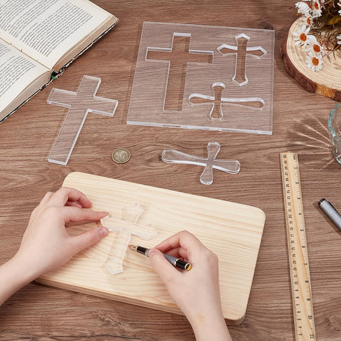 8mm PH PandaHall Acrylic Crosses Router Template Clear Template Thicken Woodworking Drawing Templates Decorative