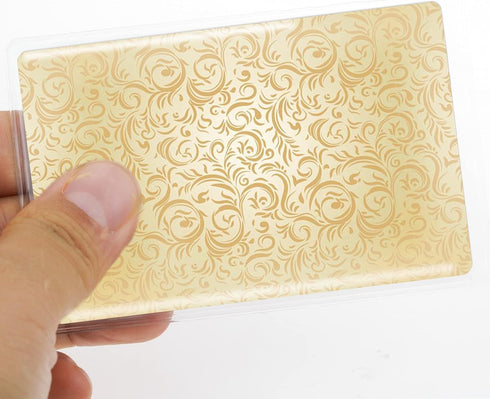 Fengek 50 Packs Clear Card Holder Sleeves, Side-Open Waterproof Business Card Protector Sleeves for Credit Cards