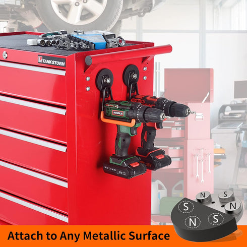 MUTUACTOR Magnetic Hooks, 2PCS Heavy Duty Anti-Slide Garage Hanger, Magnetic Mounting for Garage Organization