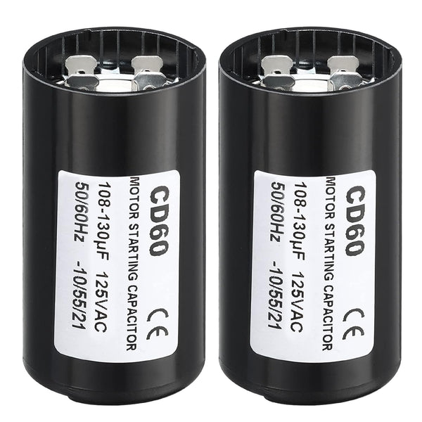 PATIKIL Motor Start Capacitor, 2 Pack 108-130uF/Mfd 125V 50/60Hz CD60 Run Capacitor for Electric Motor