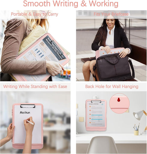 Clipboard with Storage, Plastic Clipboards 8.5x11 with Pen Holder, High Capacity Nursing Clipboard for Office Work