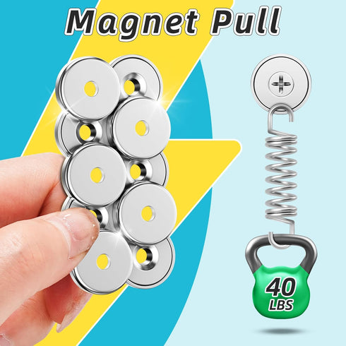 Strong Magnets with Holes, 10Pack 40LBS Neodymium Round Cup Magnets with Screws for Wall Mounting