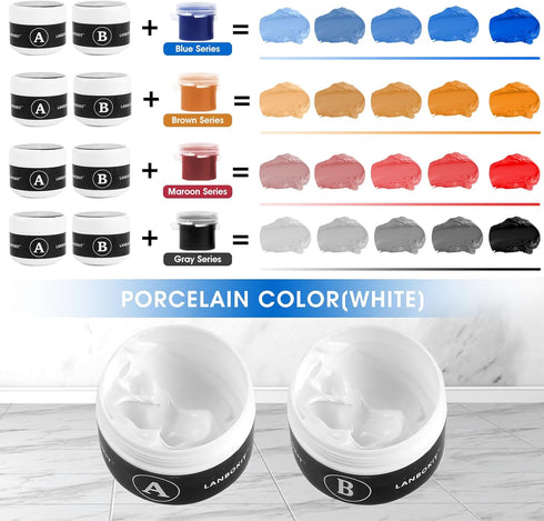 Tile and Fiberglass Tub Repair Kit, LANBOKIT Marble and Granite Repair Kit, Porcelain Repair Kit for Sink & Toilet, Epoxy and Quartz Countertop Repair Kit for Cracks Chips Scratches Holes Dents
