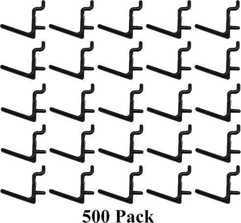 JSP Manufacturing Non-Locking Plastic Pegboard Hooks, L Style, 500 Black Craft Hooks