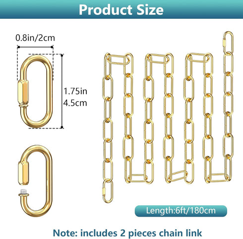 6 6 66 1 garini Feet Gold Light Fixture Chain Feet, Adjustable Metal Pendant Chandelier Chain Extension with Detachable