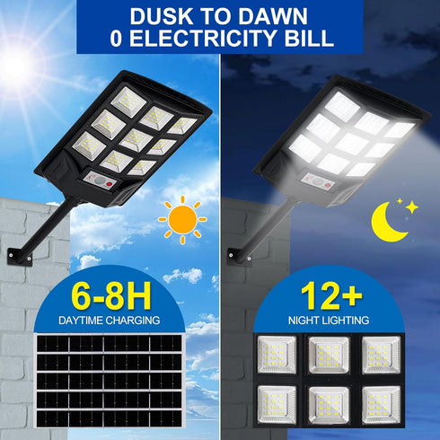 Outdoor,IP66 Remote,6500K FEIERYA Solar Lights Waterproof Solar Street Lights with Motion Sensor & Dusk to Dawn