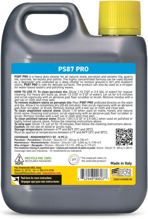 PS87 1 FILA Heavy Duty Cleaner PRO, Stain Remover Grease, Coffee, Wine, Wax, Ink, Hard Surface Floor Cleaner, ideal