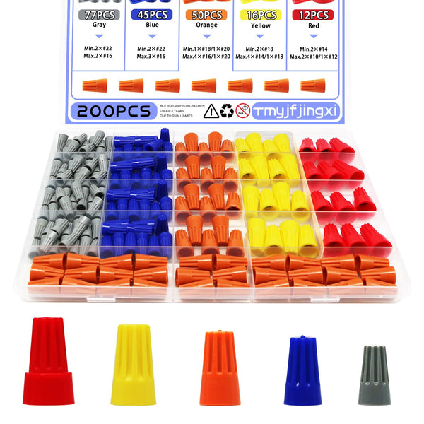 200 PCS Colorful Wire Connectors, Electrical Wire Assortment for Portable Caps for Quick Connection